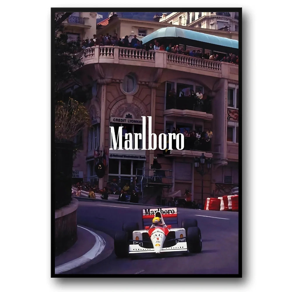 Vintage Formula 1 | Muurdecoratie | Monaco Grand Prix Poster | Ayrton Senna McLaren MP4/8 | Wanddecoratie