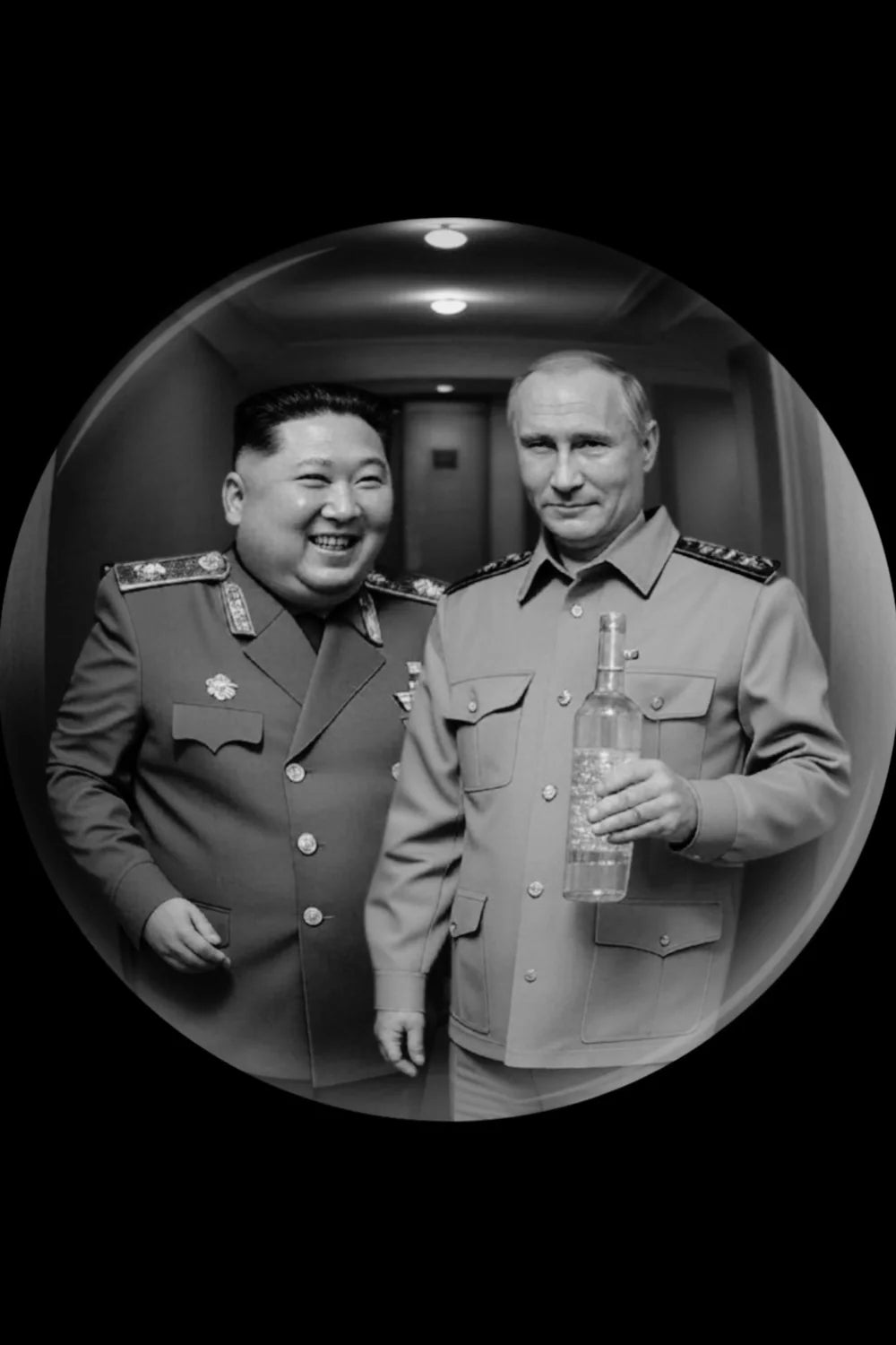 North Korean Leader & Russian President | Retro Poster | Muurdecoratie Vintage | Historische Woondecor | Wanddecoratie Zwart-Wit | Canvas Kunst Retro | Posters Vrienden Over De Vloer Decor