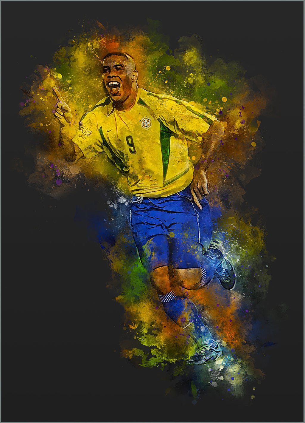 Ronaldo R9 Poster | Muurdecoratie Voetbal Kunst | Wanddecoratie voor Huis en Tuin | Posters en Prenten