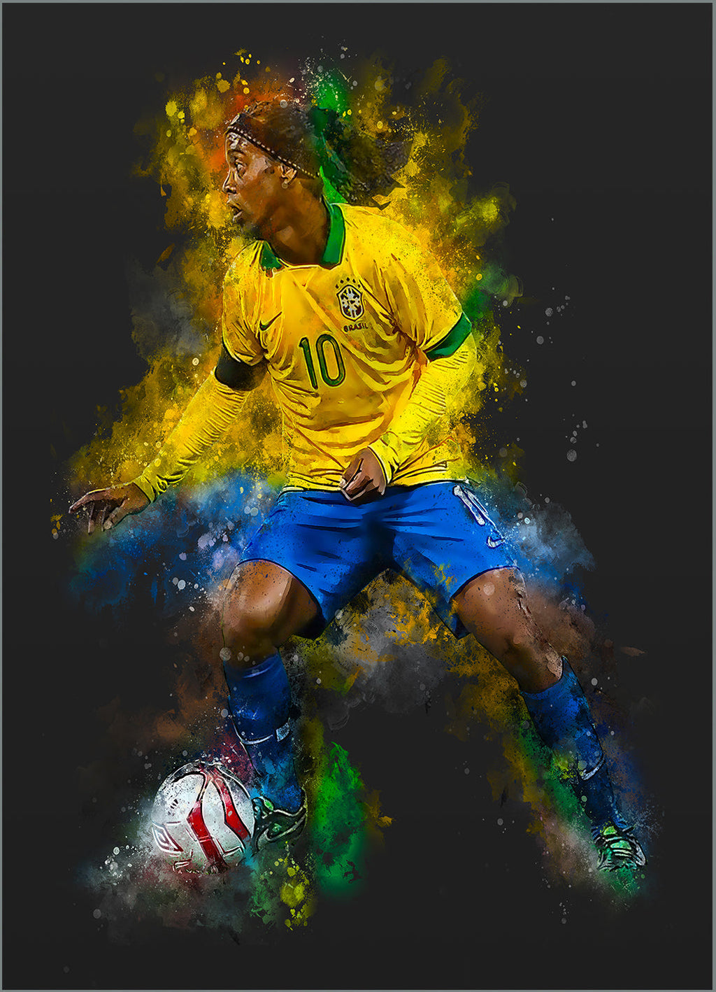 Ronaldinho Poster | Muurdecoratie | Wanddecoratie | Voetbal Kunst | Posters voor Kamer | Schilderijen