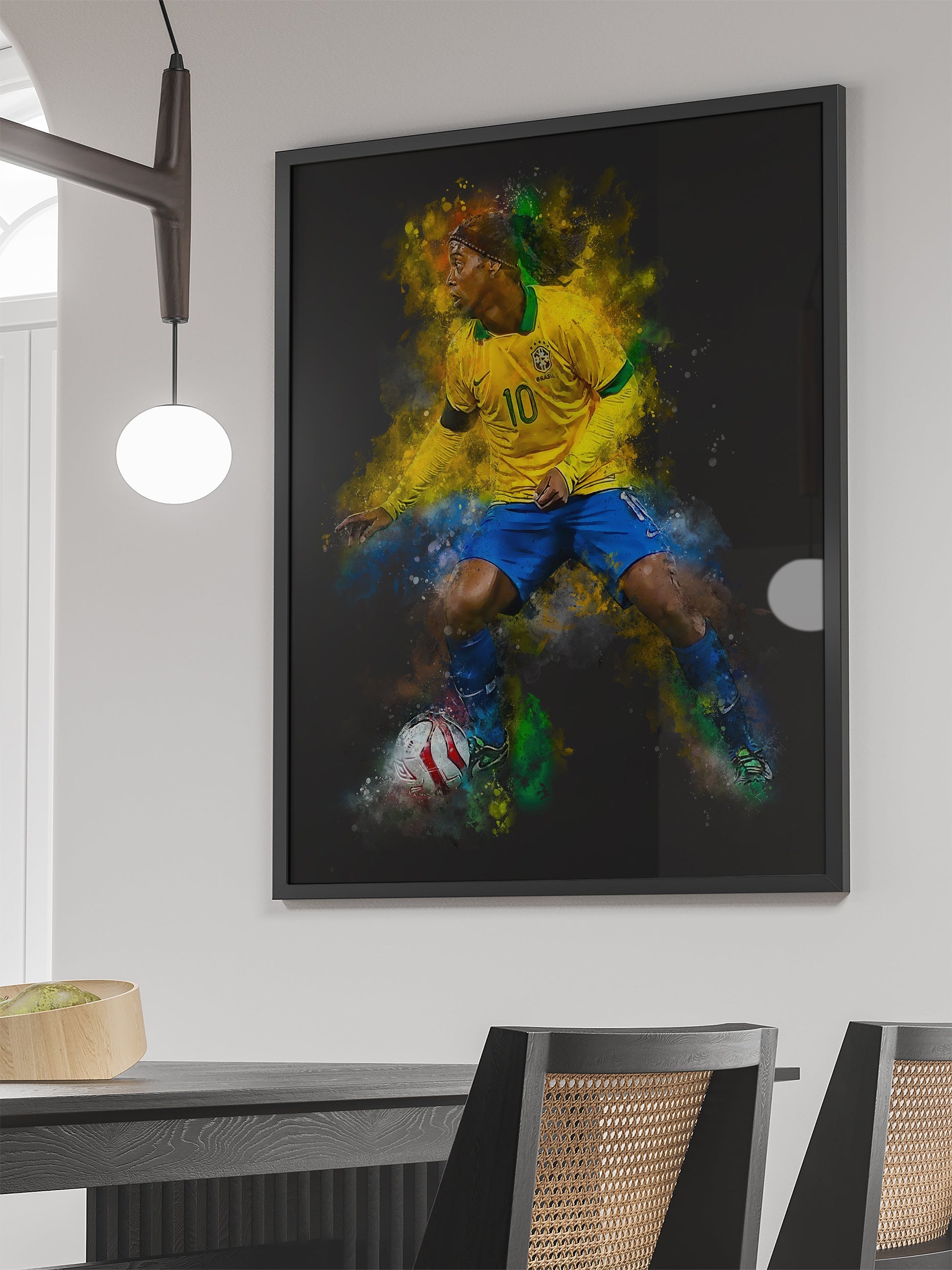 Ronaldinho Poster | Muurdecoratie | Wanddecoratie | Voetbal Kunst | Posters voor Kamer | Schilderijen
