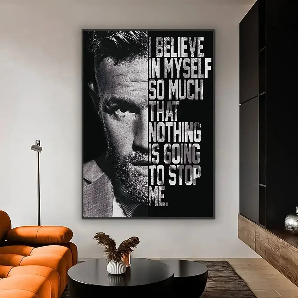Conor McGregor Inspiratie Poster | Muurdecoratie Motivatie | Wanddecoratie Gym | UFC Quote "I Believe In Myself"