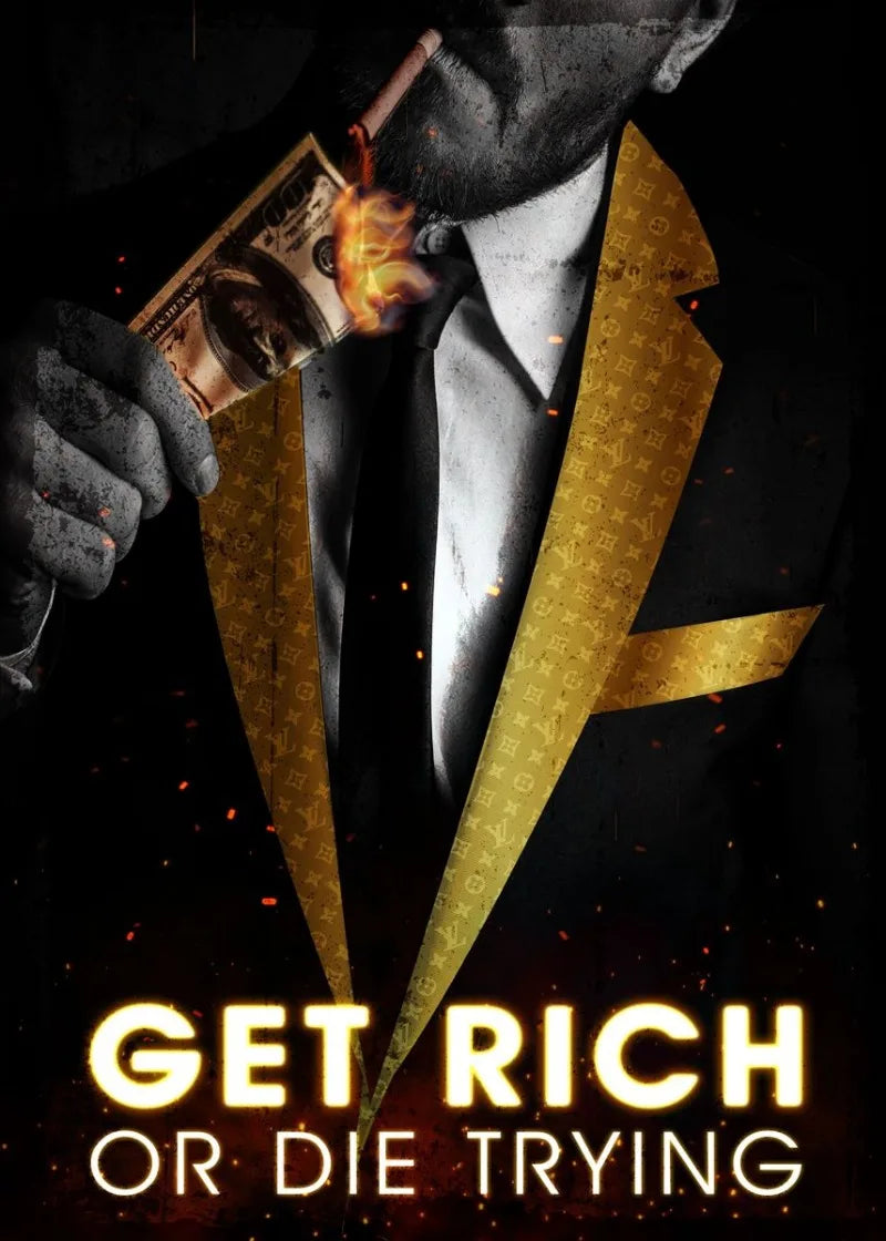 Get Rich or Die Trying | Muurdecoratie | Motivational Money Art | Posters | Luxe Wanddecoratie | Decoratie