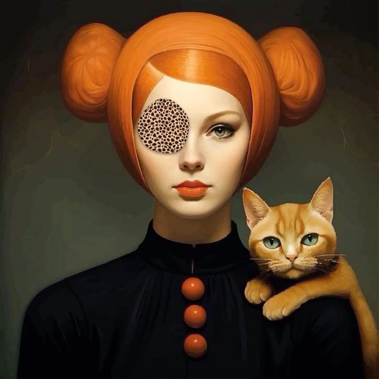 Floral Girl and Cat | Vintage Muurdecoratie | Modern Wanddecoratie | Unieke Posters voor Kunstliefhebbers
