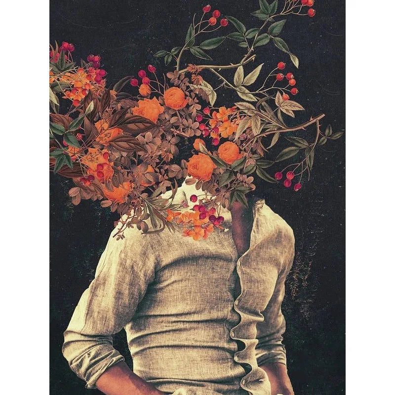 Blossoms of the Mind | Muurdecoratie Vintage Flower Heads | Floral Woman Art | Secret Garden Vibrance
