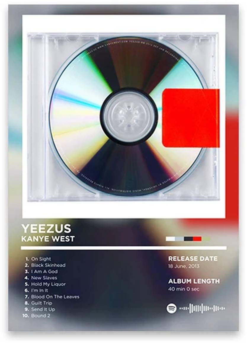 Yeezus Poster | Iconische Kanye West Muziekmemorabilia | Muurdecoratie Hip Hop | Wanddecoratie Kunst