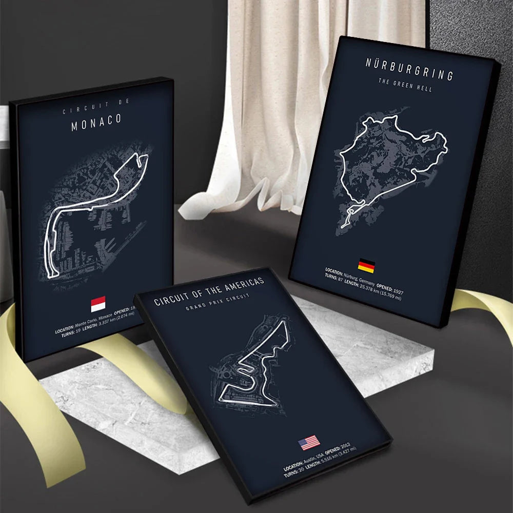 Laguna Seca Race Track Map | Posters | Motorsport Muurdecoratie | Schilderijen | Woonkamer Decoratie | Wanddecoratie | Moderne Canvas Kunst | Cadeau voor Race Enthusiasten | Hoogwaardige Print