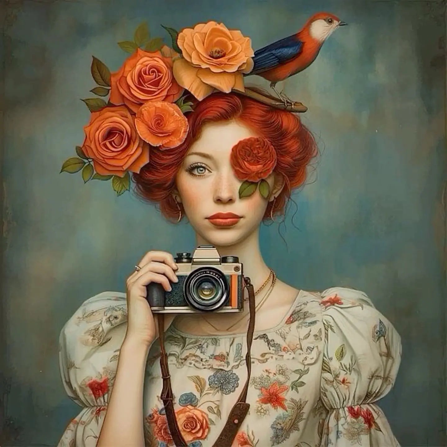 Floral Girl | Rose Photography Art | Vintage Natuur muurdecoratie | Tijdloze bloemen wanddecoratie | Posters