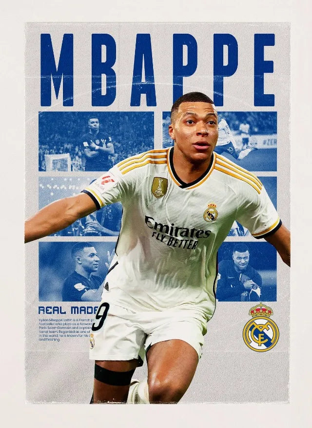 Kylian Mbappe Celebration Poster | Muurdecoratie Voetbal Legende | Wanddecoratie Sportprenten