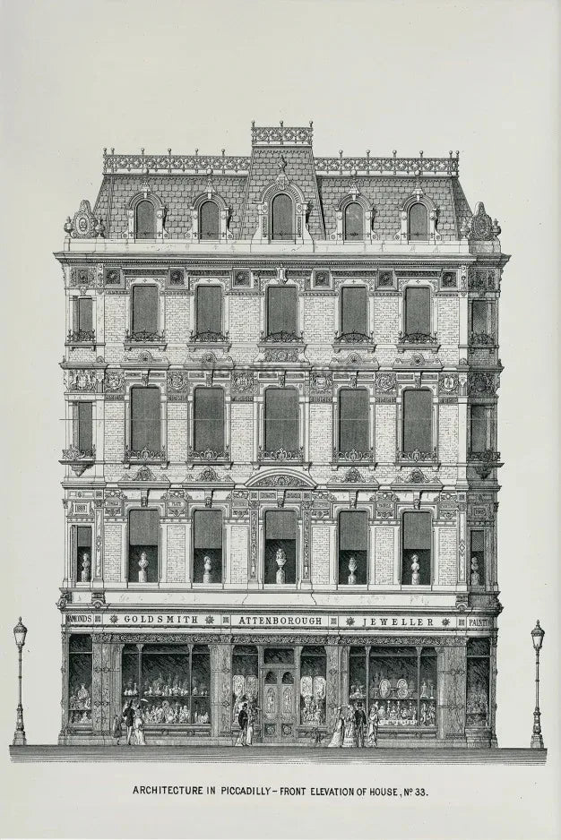 Victorian Commercial Facade | Historische Muurdecoratie | Elegantie van Victoriaanse Architectuur Posters | Wanddecoratie voor Huis