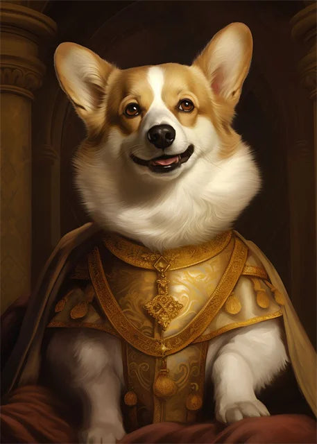 Champion’s Smile | Corgi Knight Wanddecoratie | Poster van Vrolijke Corgi in Pantser | Muurdecoratie