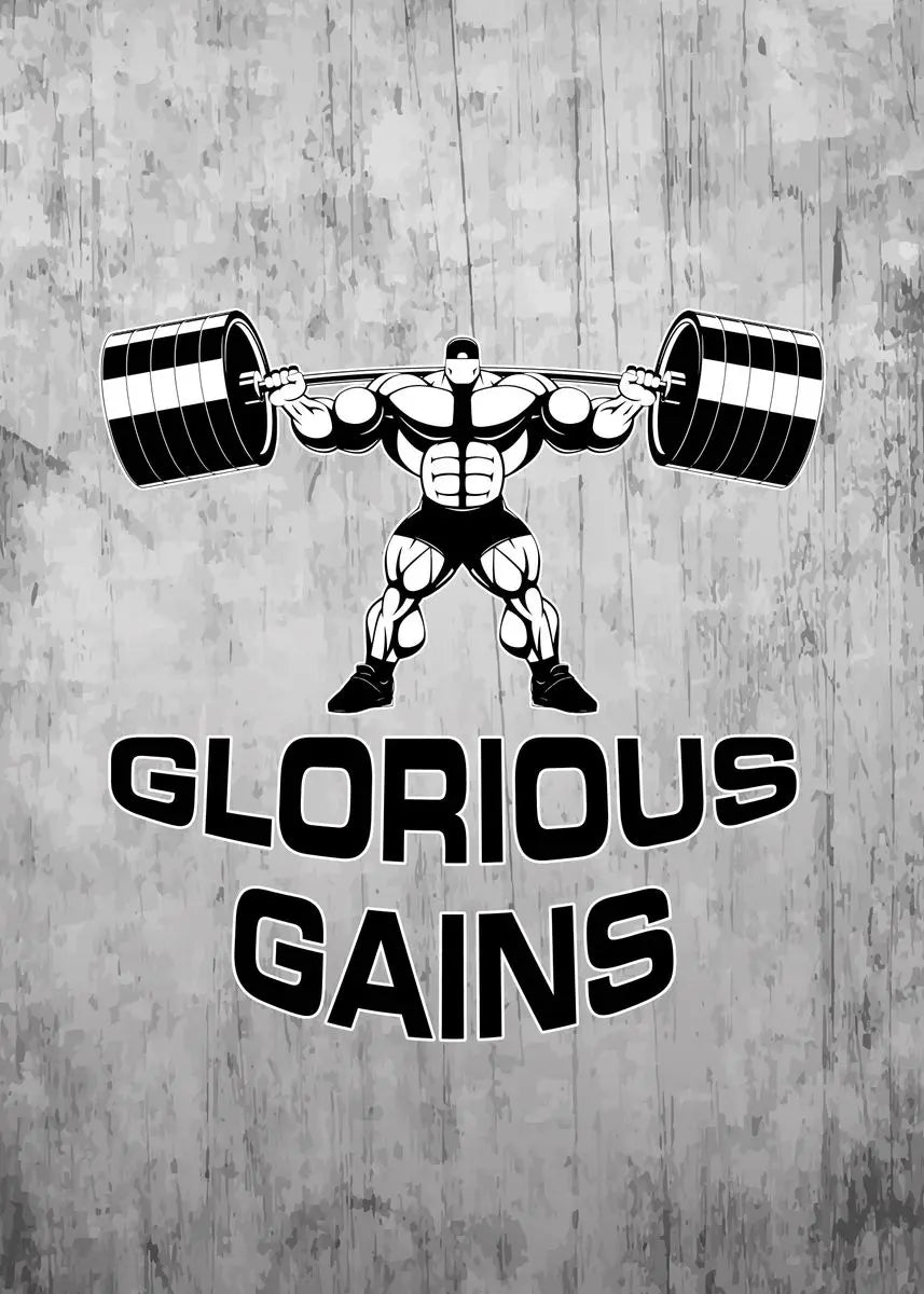 Glorious Gains Muurdecoratie | Bodybuilding Wanddecoratie | Weightlifting Poster | Motivational Quote Gym Fitness Posters