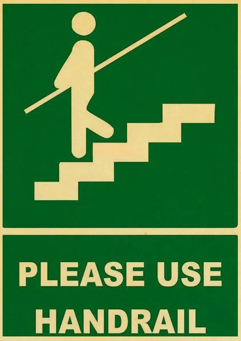 Please Use Handrail Muurdecoratie | Vintage Poster | Retro Waarschuwingsbord Wanddecoratie | Posters