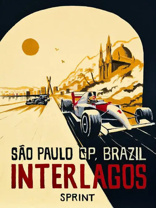 Interlagos Sprint Poster | São Paulo GP | Formula 1 Kunst | Brazil | Muurdecoratie | Posters | Wanddecoratie