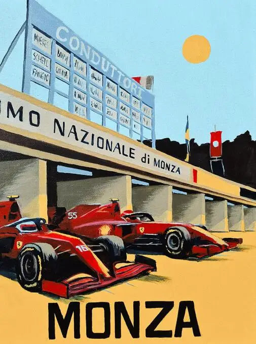 Monza Posters | Motorsport Muurdecoratie | Feel the Passion and Speed of Formula 1 Racing | Wanddecoratie | Race Track Schilderijen | Vibrante Kleuren Canvas Kunst