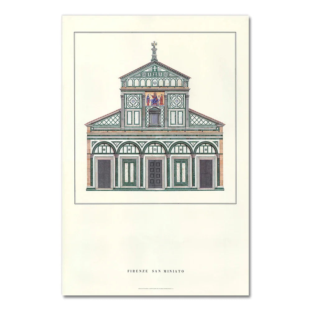 San Miniato al Monte | Muurdecoratie | Wanddecoratie | Florence | Romaanse Architectuur | Religieuze Posters