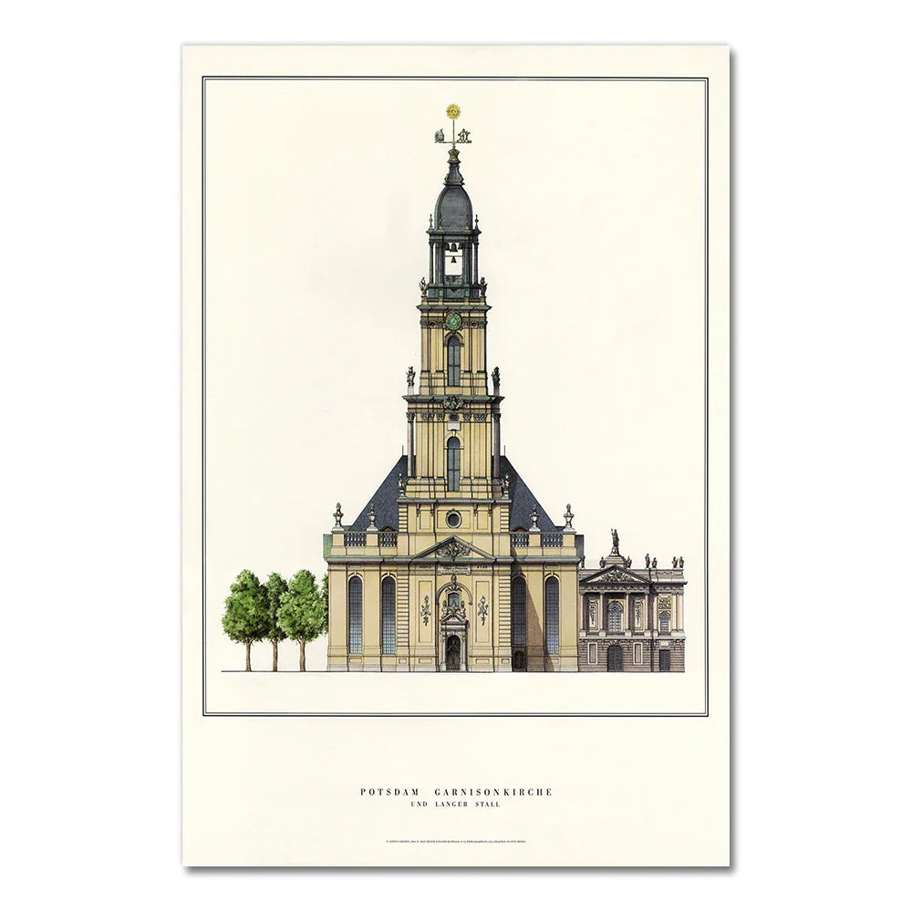 Garrison Church Poster | Potsdam Architectuur | Duitse Barok Muurdecoratie | Prussische Invloed | Wanddecoratie Kunst