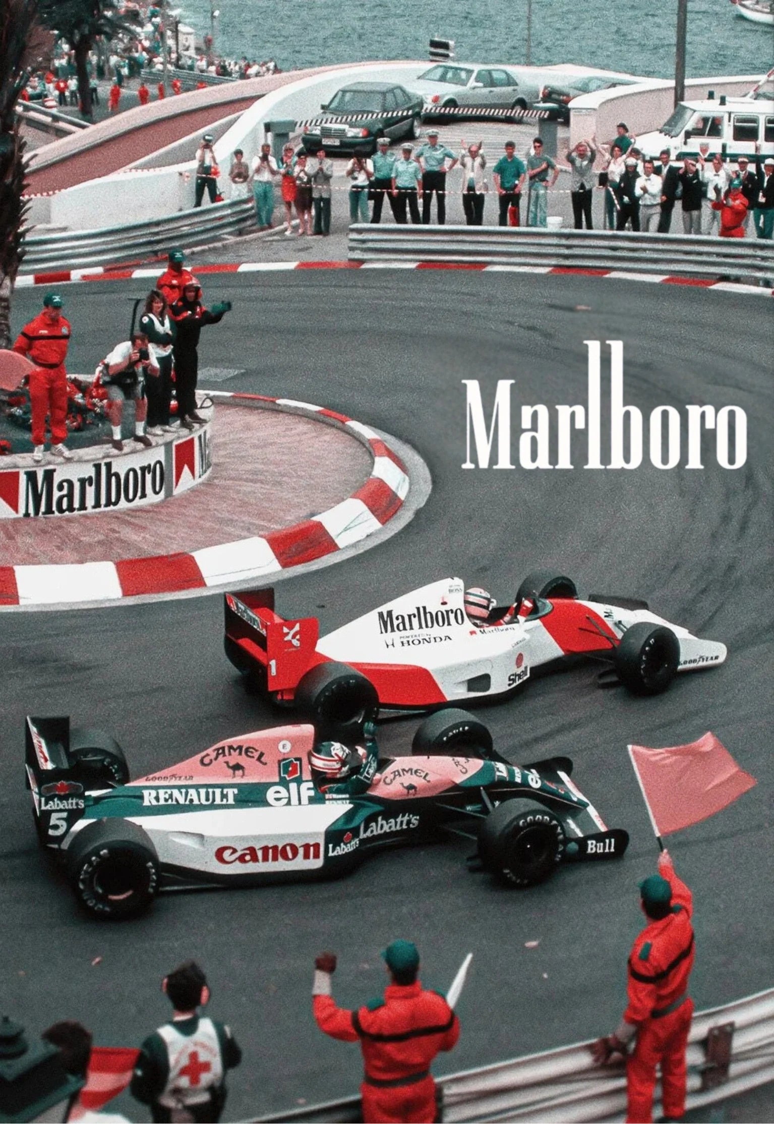 Ayrton Senna vs Nigel Mansell | Muurdecoratie | Monaco Grand Prix | Vintage Formula 1 Racing Art | McLaren vs Canon Williams-Renault | Wanddecoratie Posters