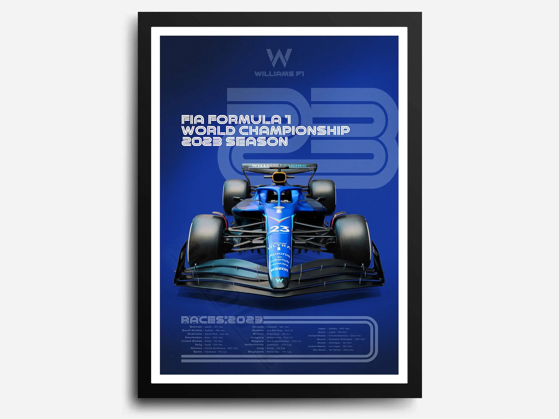 Williams F1 Racing Team | Alex Albon | Logan Sargeant | 2023 Poster | Wanddecoratie | Muurdecoratie