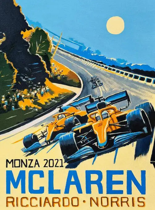 Ricciardo & Norris Monza 2021 Victory | McLaren F1 Muurdecoratie | Iconische Formule 1 Wanddecoratie
