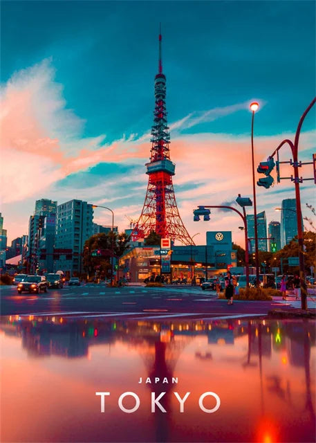 Tokyo Tower poster | Iconische muurdecoratie | Modern architectuurkunst | Japanse wanddecoratie