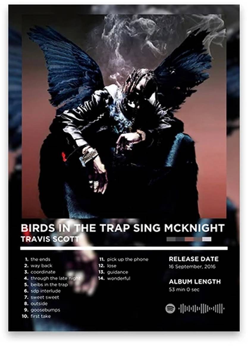 Birds in the Trap Sing McKnight | Hip Hop Posters Muurdecoratie | Travis Scott Wanddecoratie | Iconisch Kunstwerk Collectie | Rhyme Legends Decor