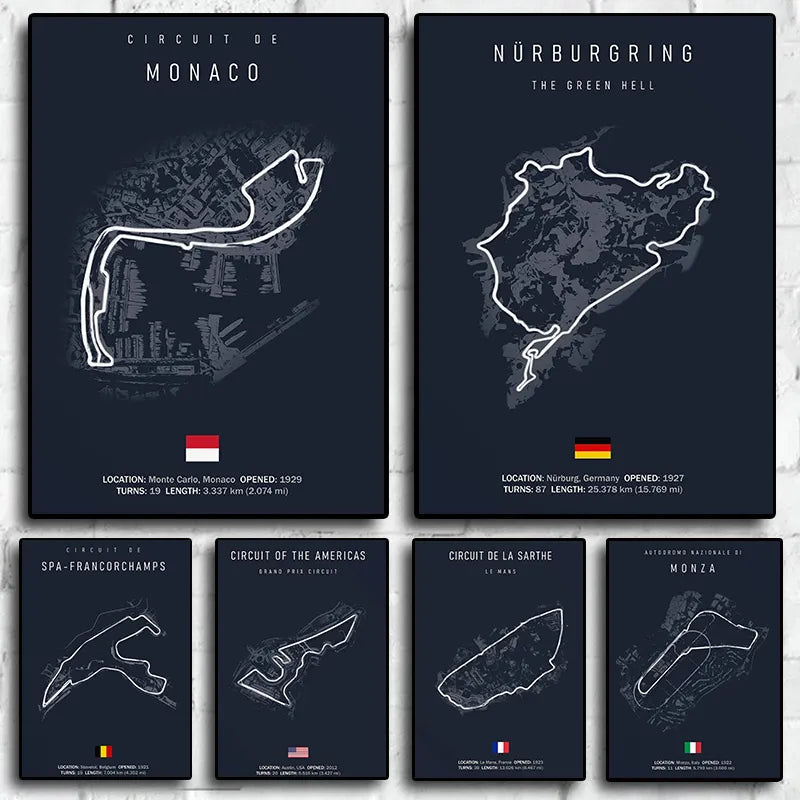 Laguna Seca Race Track Map | Posters | Motorsport Muurdecoratie | Schilderijen | Woonkamer Decoratie | Wanddecoratie | Moderne Canvas Kunst | Cadeau voor Race Enthusiasten | Hoogwaardige Print