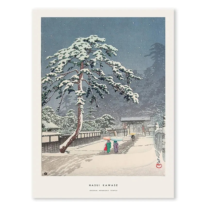 Hasui Kawase Poster | Muurdecoratie Ikegami Honmonji Temple | Japanse Ukiyo-e Schilderijen | Traditioneel Landschap