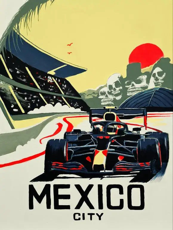 Mexico City Poster | Levendige Cultuur & Formule 1 Racing Scene | Wanddecoratie Muurdecoratie Kunst