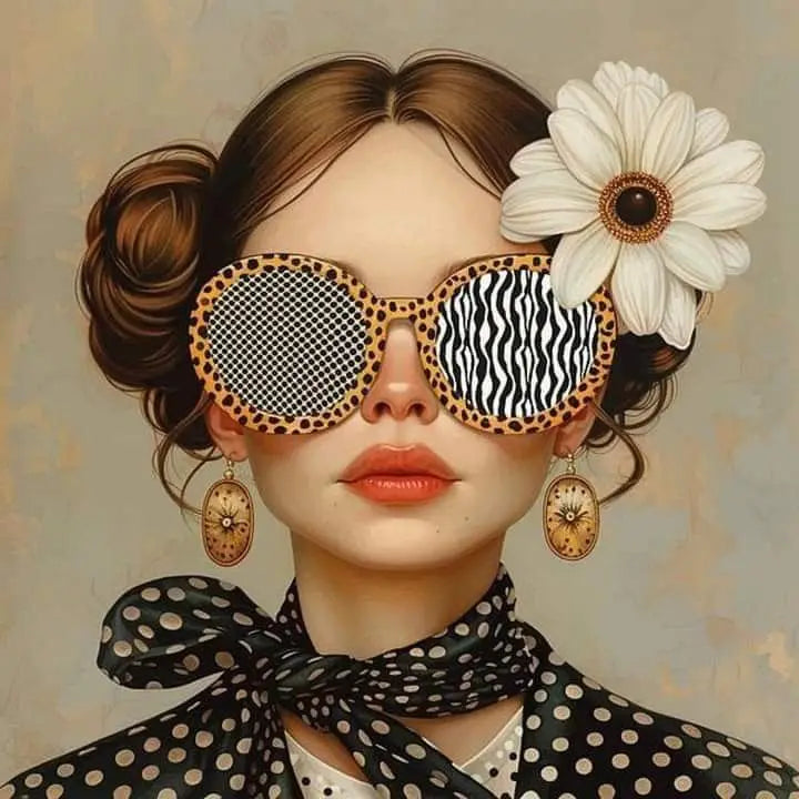 Floral Girl Poster | Muurdecoratie Elegantie | Intricate Design | Chic Bloemen & Polka Dot Thema