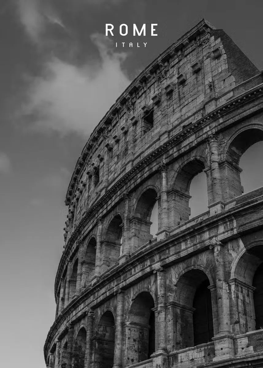 Colosseum Poster | Rome | Italië | Monochrome Majesty | Wanddecoratie | Muurdecoratie Kunst