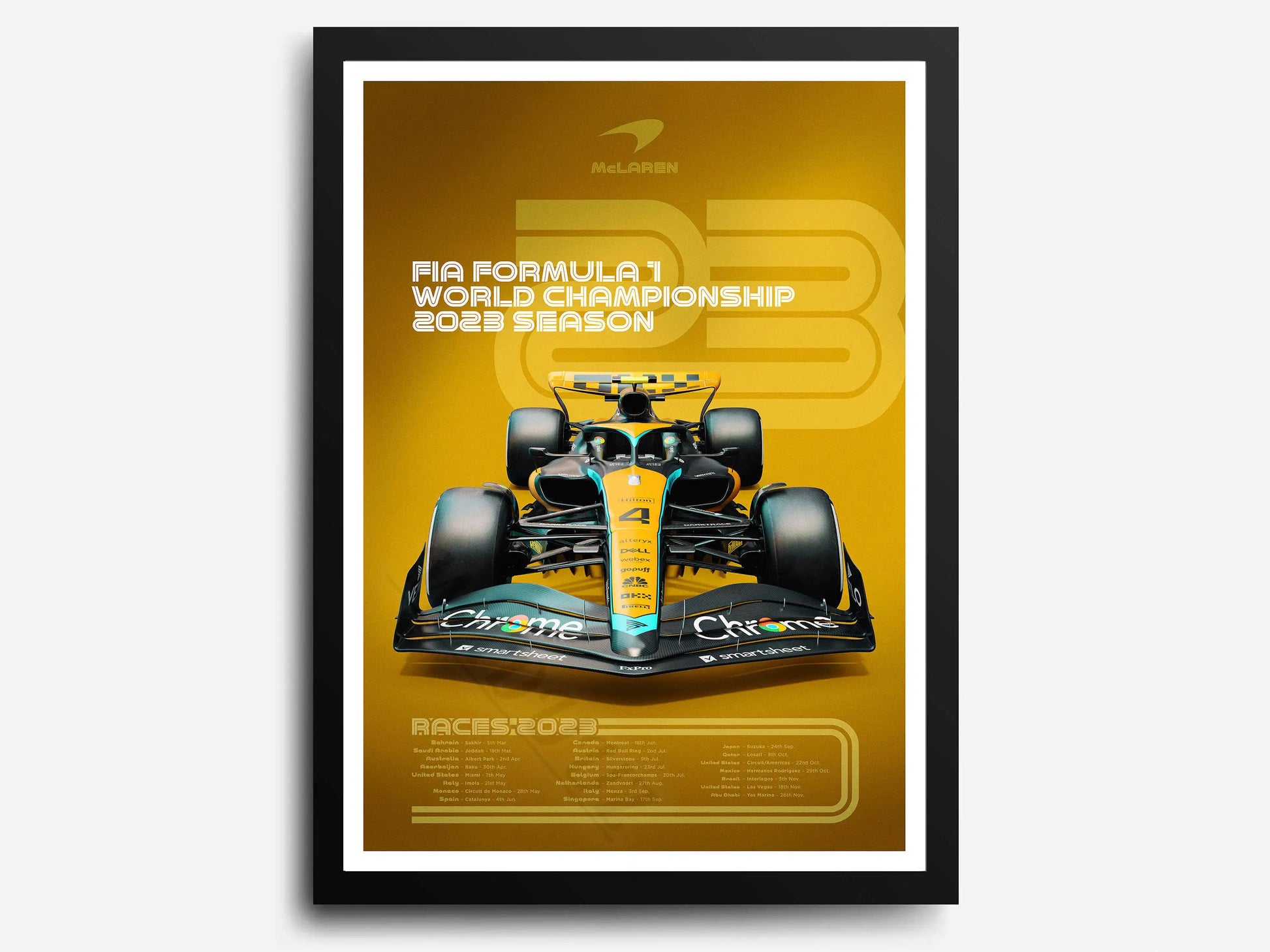 McLaren Formule 1 Poster | Lando Norris & Oscar Piastri | Racing 2023 Seizoen | Wanddecoratie Kunst