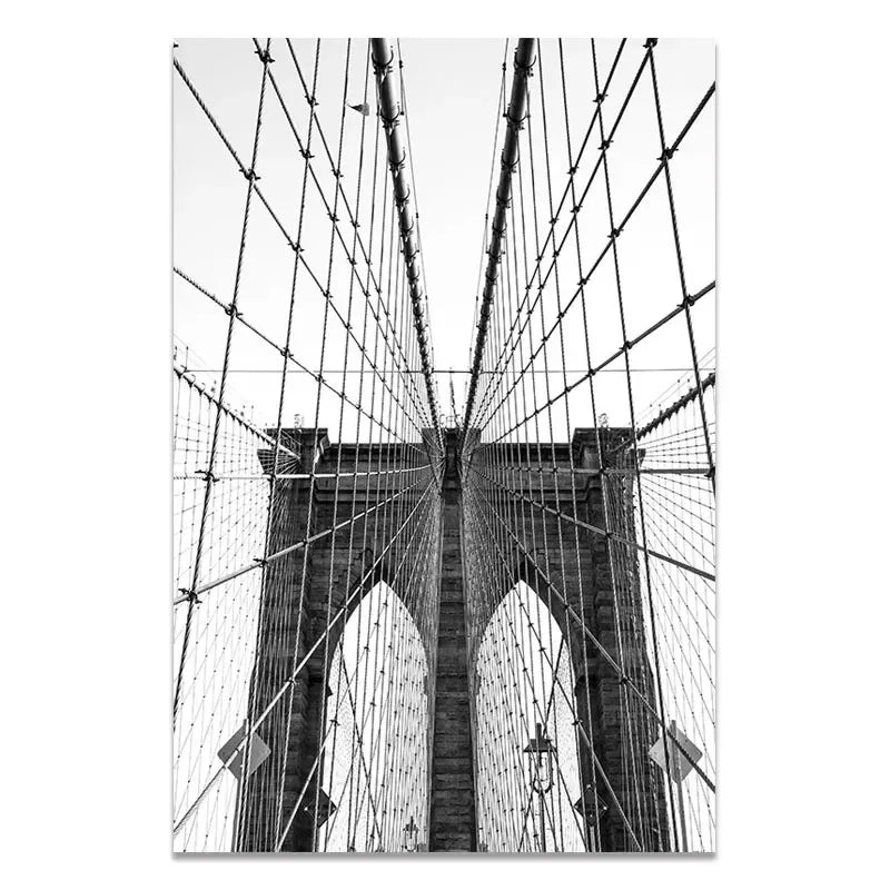 Brooklyn Bridge Lines and Symmetry | Iconisch NYC Schilderij | Muurdecoratie | Posters Wanddecoratie