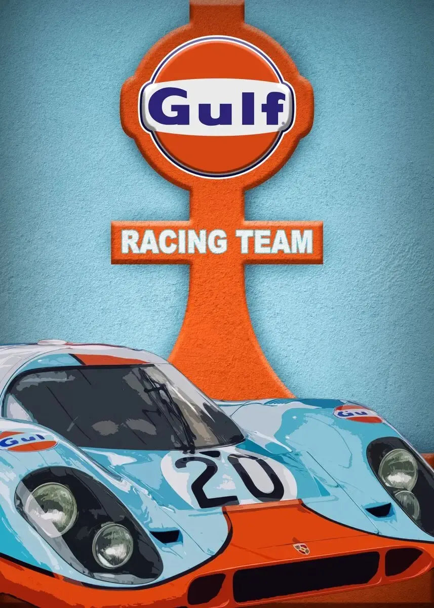 Porsche 917 | Vintage Racing Poster | Iconische Motorsport Muurdecoratie | Historische Gulf Wanddecoratie