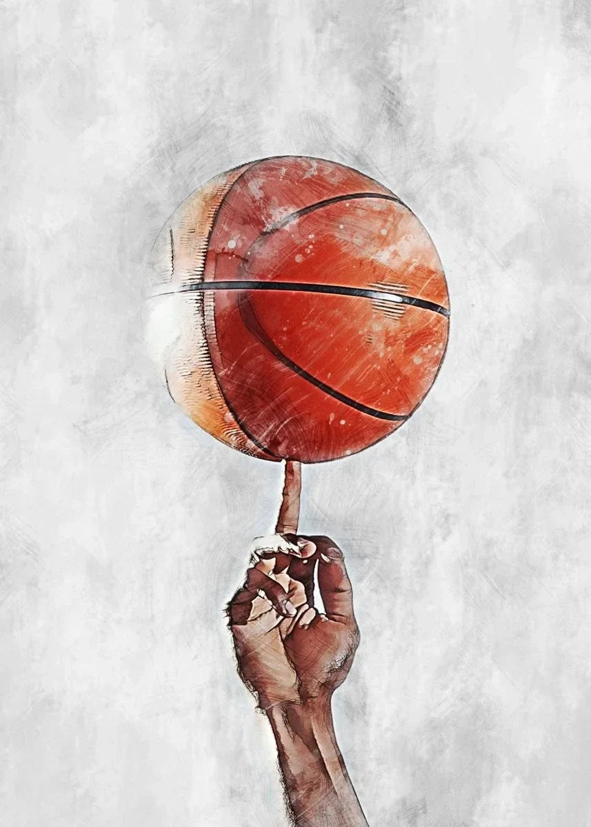 Spin Basketball Poster | NBA Tribute | Muurdecoratie | Wanddecoratie | Posters | Sport & Passie Kunst