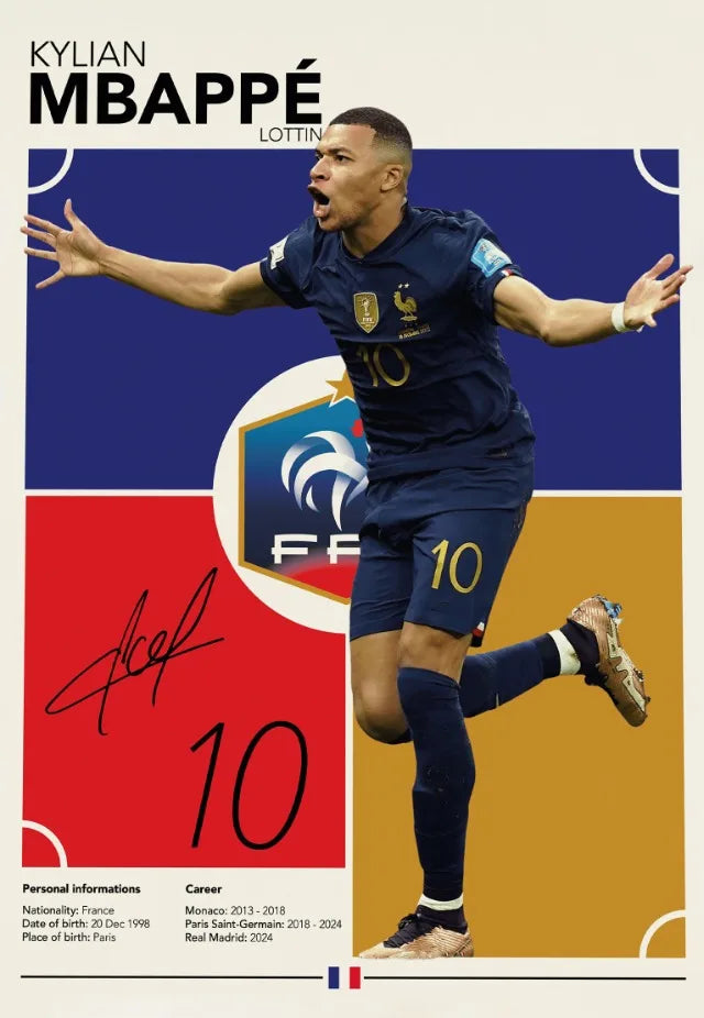 Kylian Mbappe | Muurdecoratie | Wanddecoratie | Sport Posters | Voetbalkunst | Snelheid, Vaardigheid en Geest