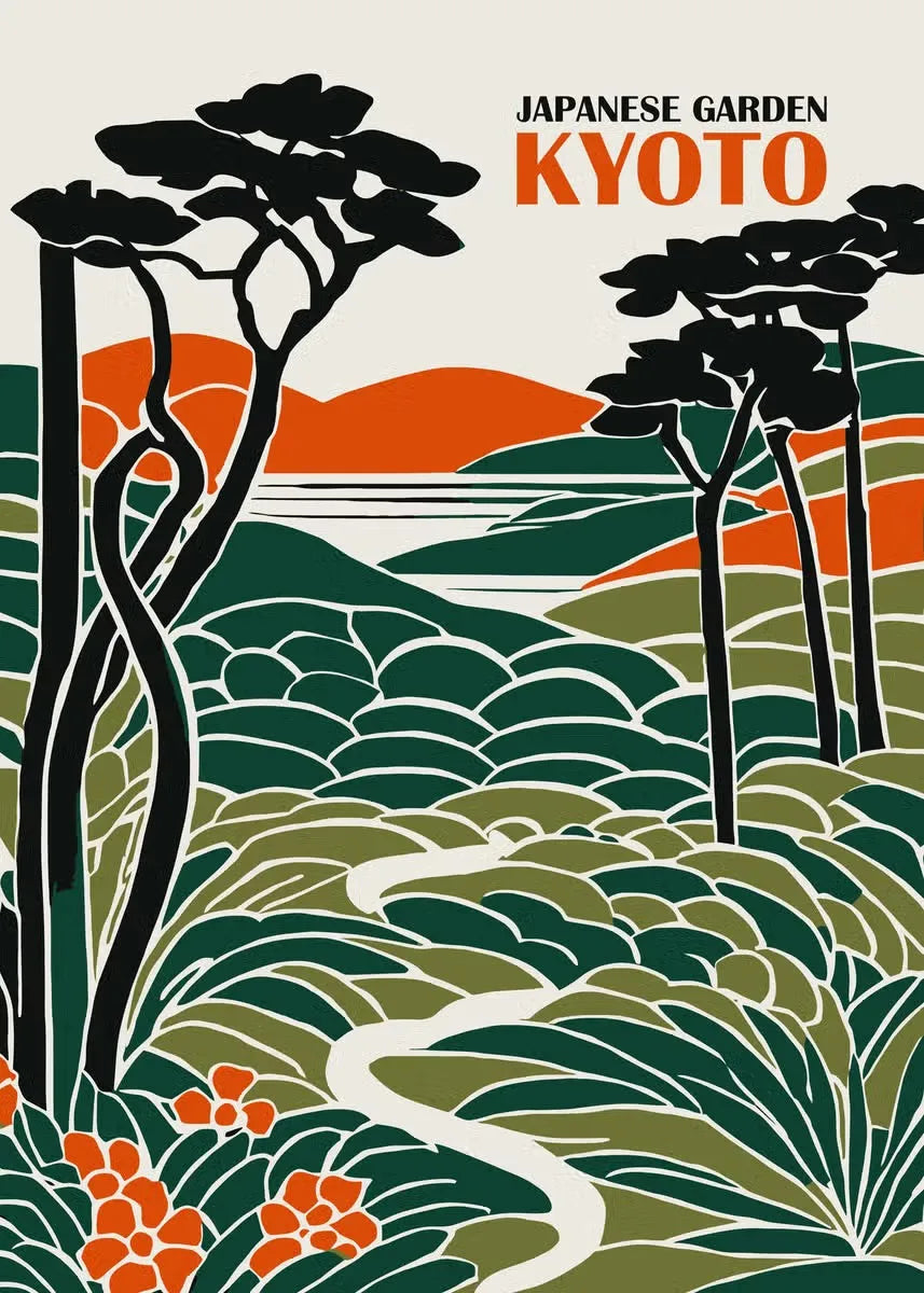 Japanese Garden | Kyoto's Serene Landscape | Muurdecoratie | Wanddecoratie | Posters | Canvas Kunst