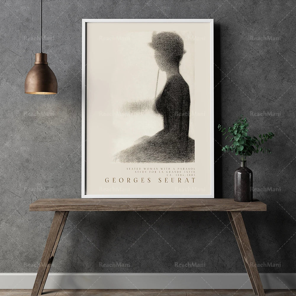 George Seurat | Seated Woman with a Parasol | Muurdecoratie Wanddecoratie | Impressionistische Kunst Poster