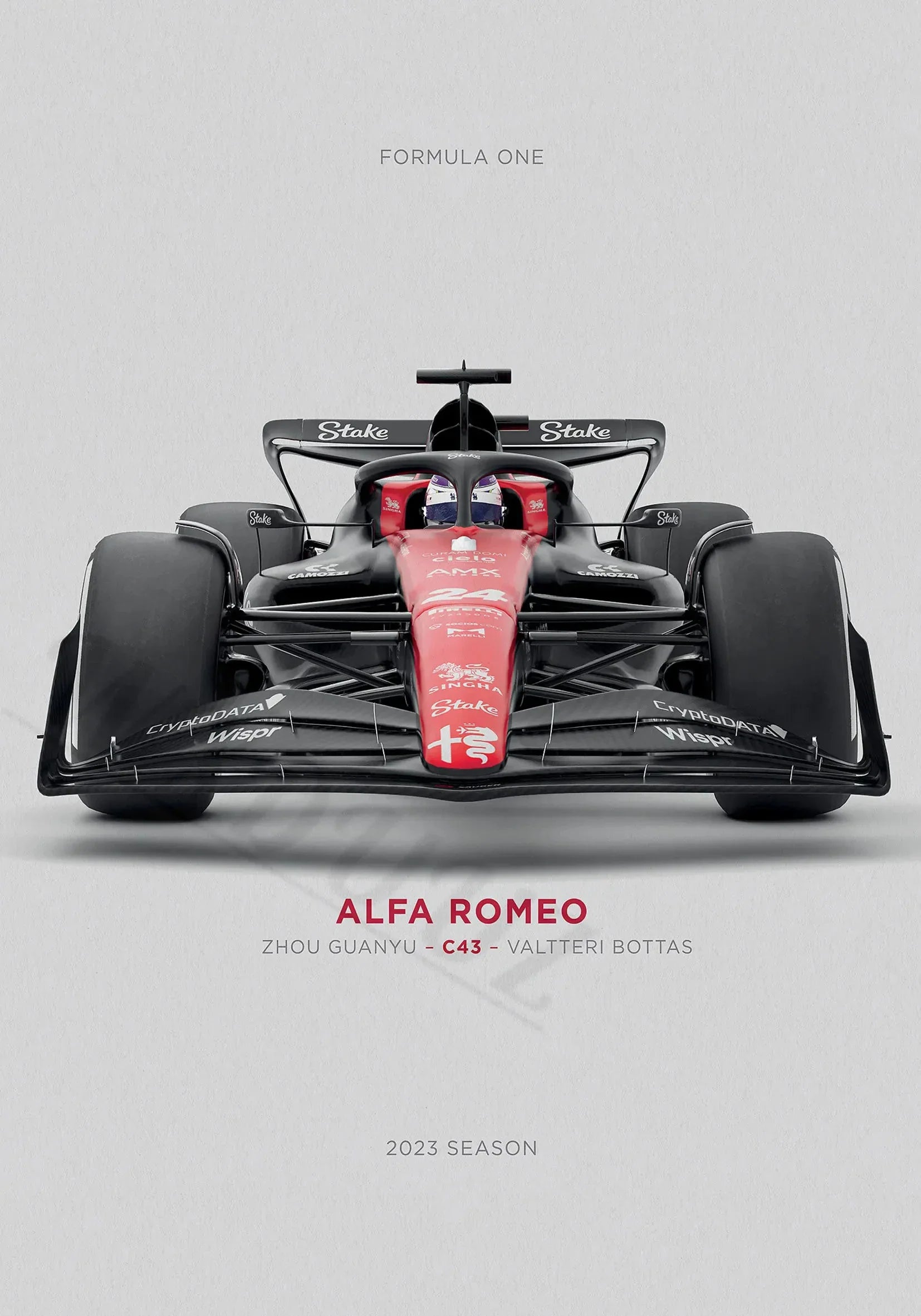 Alfa Romeo C43 Poster | Zhou Guanyu & Valtteri Bottas | Formule 1 Muurdecoratie | Racing Kunst