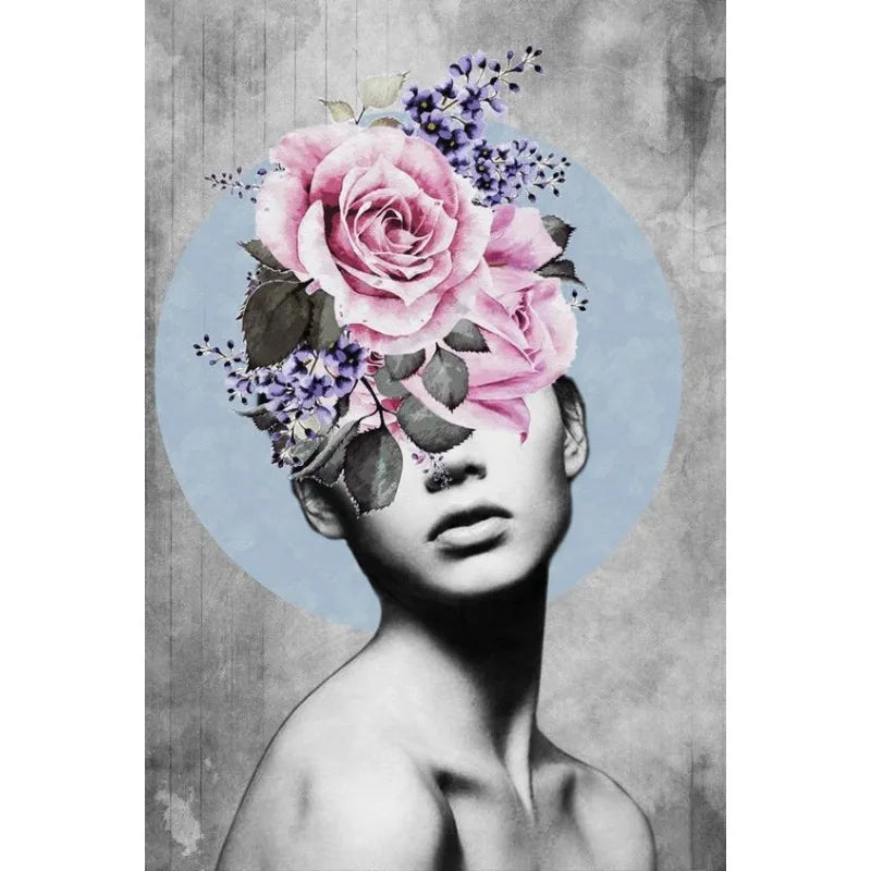 Woman with Blossoming Flowers | Artistieke Muurdecoratie | Vintage Bloemen Design | Wanddecoratie Posters