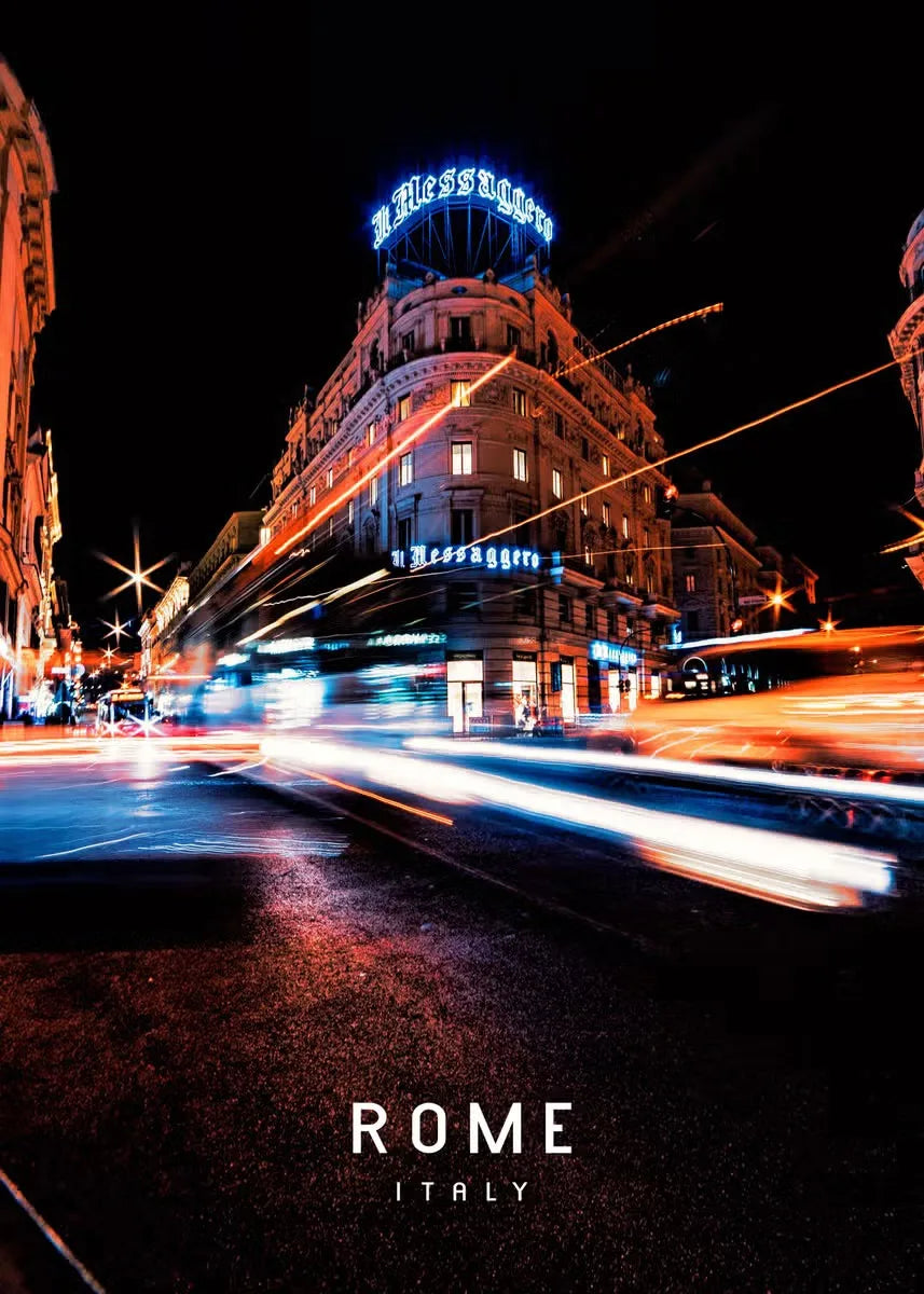 Il Messaggero | Rome Night Lights | Stadsleven Vibes | Moderne vs Historische Muurdecoratie | Wanddecoratie