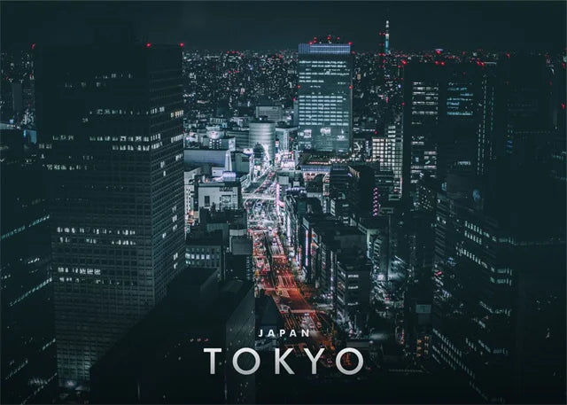 Tokyo City Night | Nachtelijke Muurdecoratie | Tokyo Wanddecoratie | Stedelijke Architectuur Posters
