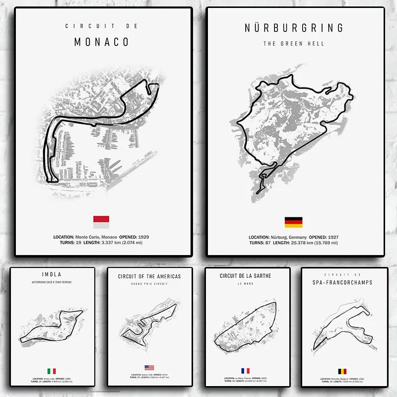Laguna Seca Race Track Map | Posters | Motorsport Muurdecoratie | Schilderijen | Woonkamer Decoratie | Wanddecoratie | Moderne Canvas Kunst | Cadeau voor Race Enthusiasten | Hoogwaardige Print