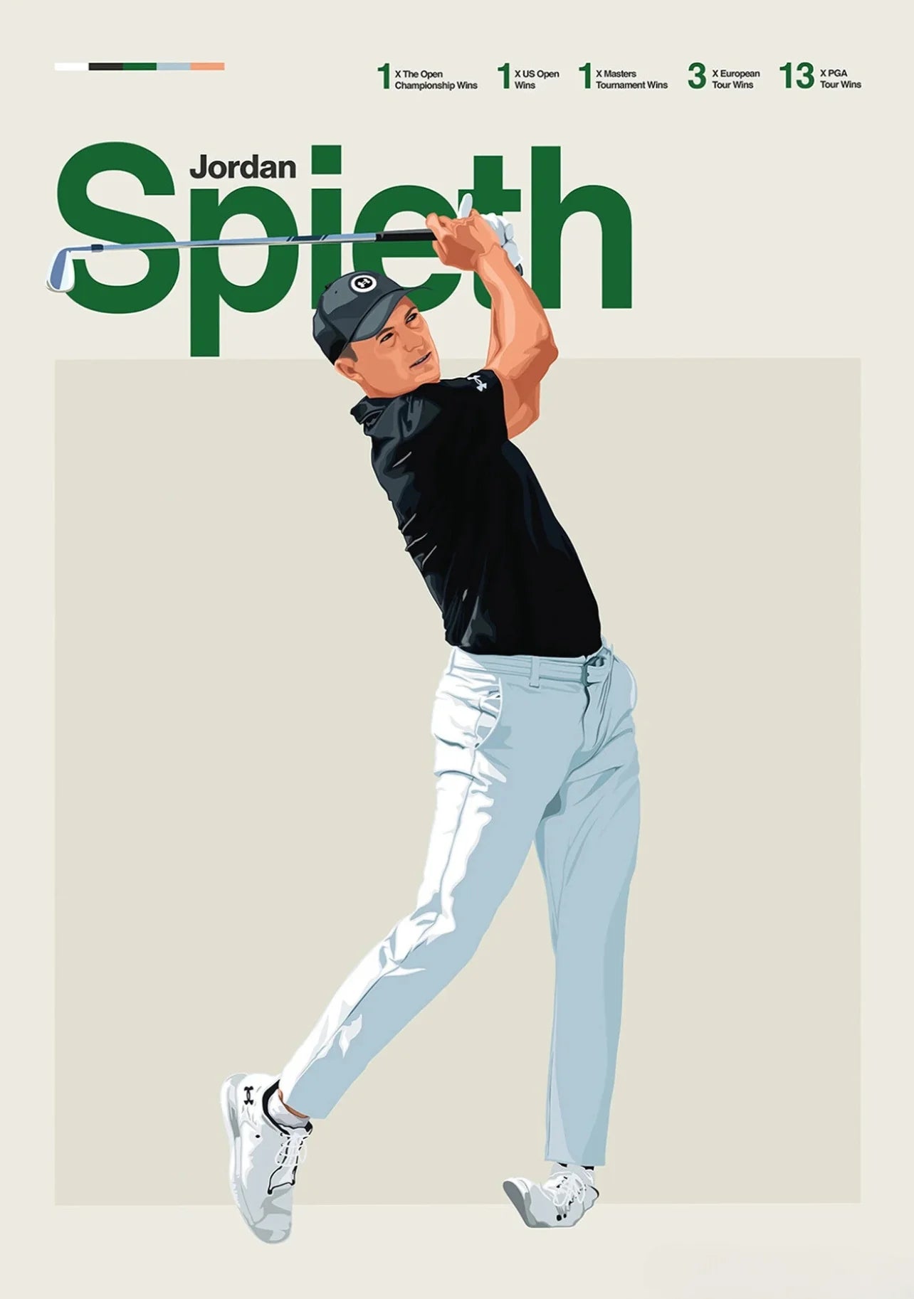 Jordan Spieth Poster | Golf Legends Muurdecoratie | Iconische Spelers | Passie en Erfenis | Wanddecoratie Kunst