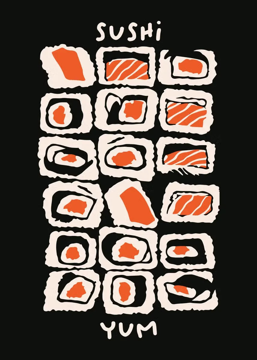 Japanese Culinary Art Kawaii | Muurdecoratie | Wanddecoratie | Posters Sushi Fans | Keuken Decor | Schilderijen Japanse Keuken Aesthetic | Canvas Kunst Home Decor Wandkunst
