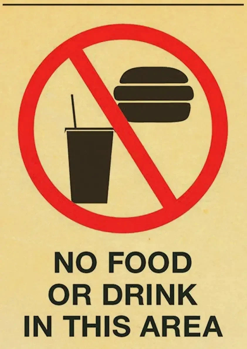No Food No Drinks In This Area | Vintage Stijl Muurdecoratie | Retro Wanddecoratie voor Huis & Tuin