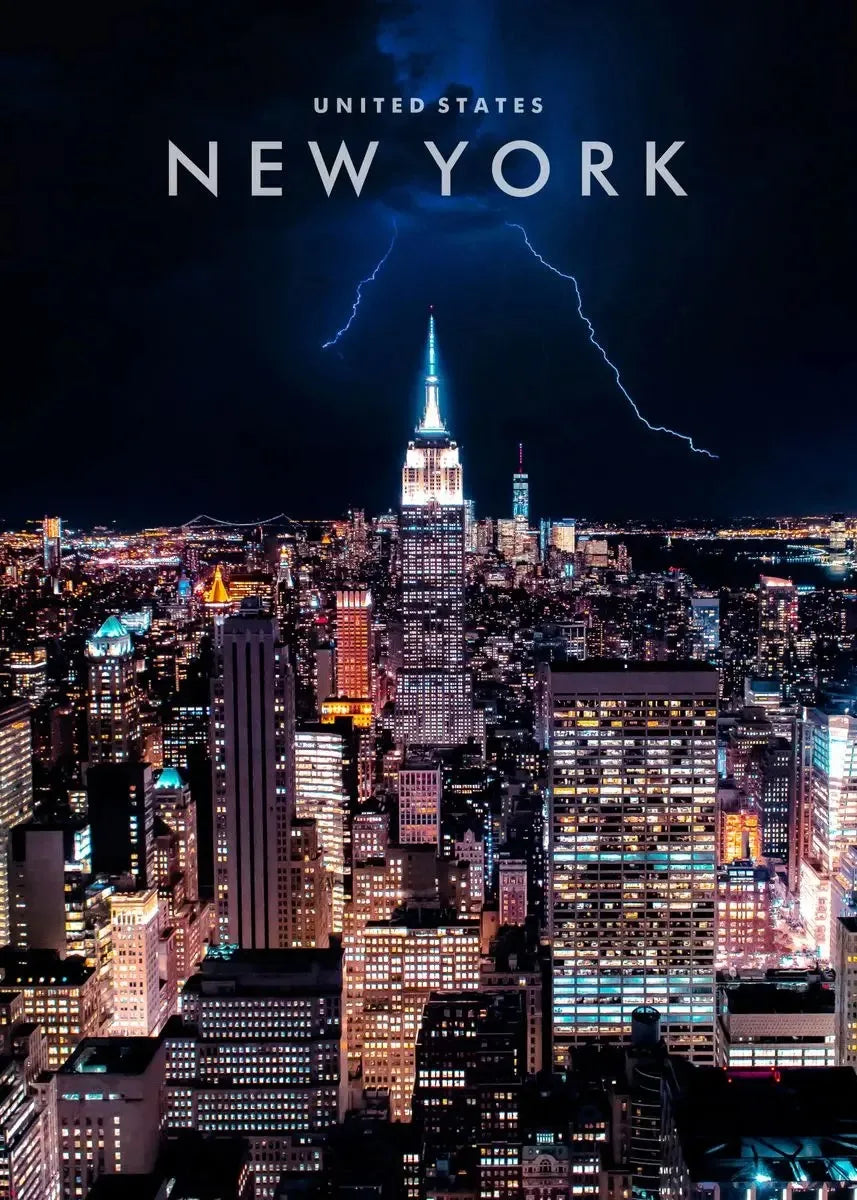 Empire State Building Lightning Strike | New York City Skyline Posters | Electrifying Muurdecoratie | Wanddecoratie | Urban Landscape Kunst