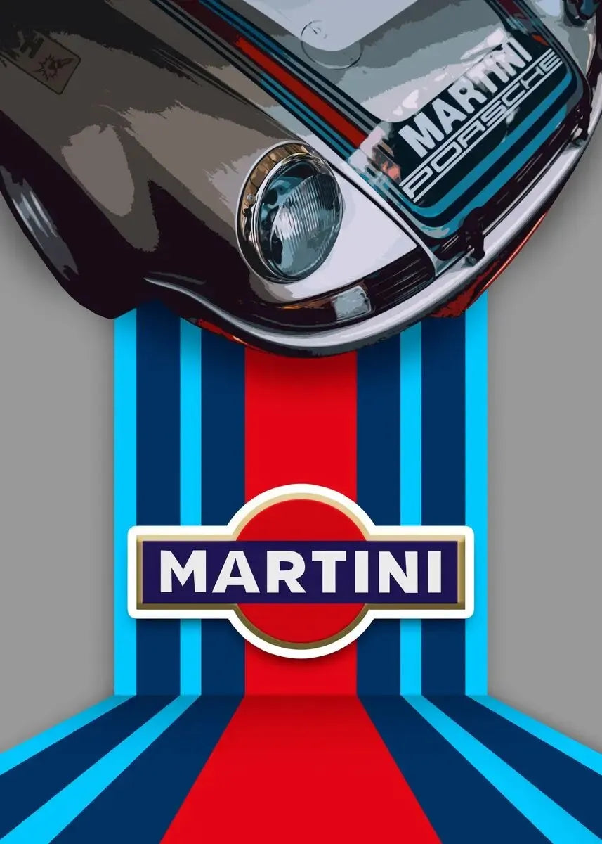 Porsche 911 Martini | Wanddecoratie poster | Vintage Racing Muurdecoratie | Motorsport Elegantie