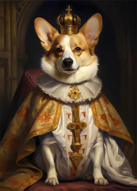 Crown Adorned Corgi poster | Elegante wandschilderijen | Muurdecoratie wanddecoratie huisdecoratie