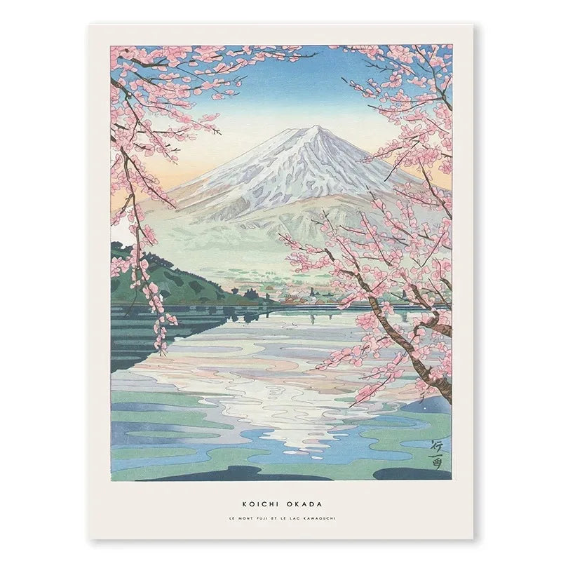 Le Mont Fuji and Lake Kawaguchi Poster | Koichi Okada | Japanese Ukiyo-e | Wanddecoratie | Muurdecoratie